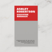 Red Gray Bold Modernes, Berufliches Minimalistisch Visitenkarte (Vorderseite)