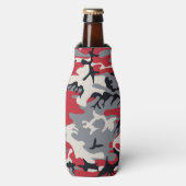 Red Gray Camouflage Camouflage Pattern Flaschenkühler (Flaschenvorderseite)