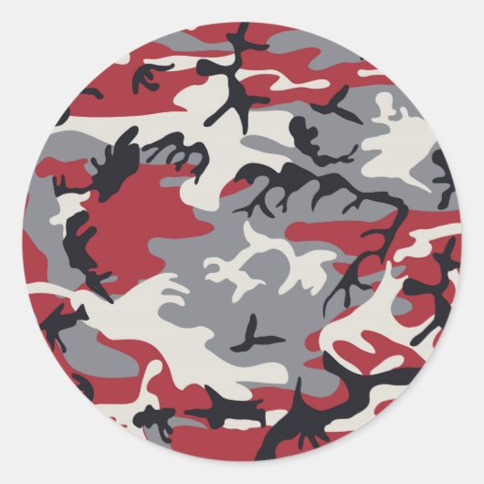 Red Gray Camouflage Camouflage Pattern Runder Aufkleber (Vorderseite)