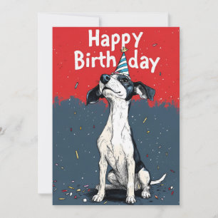 Red & Gray Cartoon Hund Geburtstagsparty Einladung