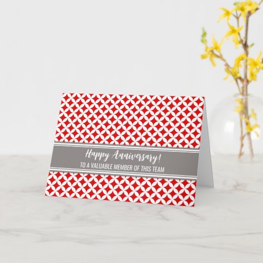 Red Gray Circles Employee Anniversary Card Karte (Gelbe Blume)