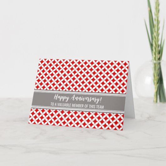 Red Gray Circles Employee Anniversary Card Karte (Vorderseite)