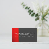 Red Gray Contemporary Business Card Visitenkarte (Stehend Vorderseite)