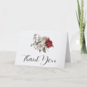 Red Gray & Cream Boho Blume Bouquet Dankeskarte (Vorderseite)