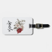 Red Gray & Cream Boho Blume Bouquet Gepäckanhänger (Vorderseite horizontal)