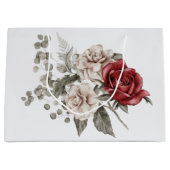 Red Gray & Cream Boho Blume Bouquet Große Geschenktüte (Vorderseite)