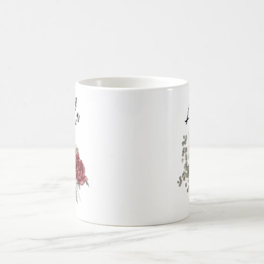 Red Gray & Cream Boho Blume Bouquet Kaffeetasse (Mittel)