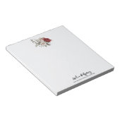 Red Gray & Cream Boho Blume Bouquet Notizblock (angewinkelt)