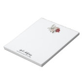 Red Gray & Cream Boho Blume Bouquet Notizblock (Rotiert)