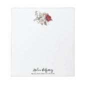 Red Gray & Cream Boho Blume Bouquet Notizblock (Vorderseite)