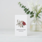 Red Gray & Cream Boho Blume Bouquet Visitenkarte (Stehend Vorderseite)