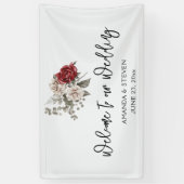 Red Gray & Cream Boho Blume Bouquet Wedding Banner (Vertikal)