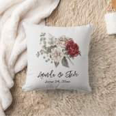 Red Gray & Cream Boho Blume Bouquet Wedding Kissen (Decke)