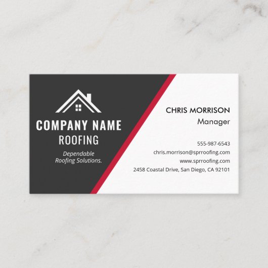 Red Gray Dach Storm Reparaturunternehmen Visitenkarte (Vorderseite)