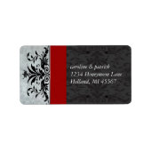 Red Gray Damask Address Labels - Adressaufkleber (Vorne)