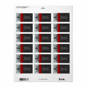 Red Gray Damask Address Labels - Adressaufkleber (Vorne)