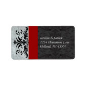 Red Gray Damask Address Labels - Adressaufkleber (Vorne)
