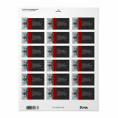 Red Gray Damask Address Labels - Adressaufkleber (Vorne)