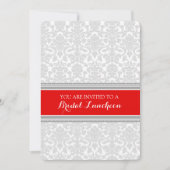 Red Gray Damask Bridal Lunch Einladungskarten (Vorderseite)