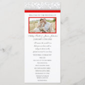 Red Gray Damask Foto Hochzeitsprogramm Programm (Vorderseite)
