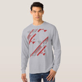 Red Gray Diagonal Shapes Südwest Look Abstrakt T-Shirt (Vorne ganz)