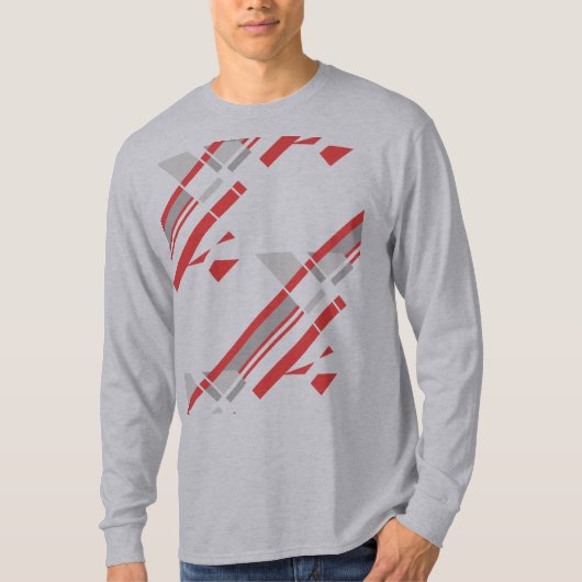Red Gray Diagonal Shapes Südwest Look Abstrakt T-Shirt (Vorderseite)