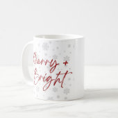 Red Gray Elegant MinimalistSnowflake Weihnachtsfes Kaffeetasse (Vorderseite Links)