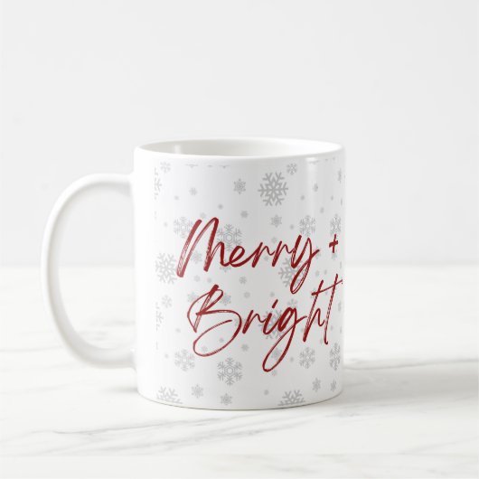 Red Gray Elegant MinimalistSnowflake Weihnachtsfes Kaffeetasse (Links)