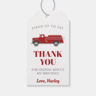 Red Gray Fire Truck Geburtstag Vielen Dank für Ihr Geschenkanhänger
