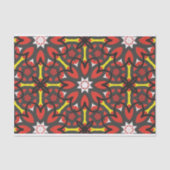 Red Gray floral Folk Art Ethnic Geometric Muster Seidenpapier (Vorderseite)