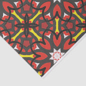 Red Gray floral Folk Art Ethnic Geometric Muster Seidenpapier (Ausschnitt)