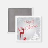 Red Gray Frory Christmas Dee, Snowflakes Magnet (Vorderseite/Rückseite)