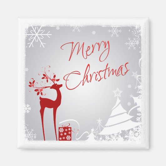 Red Gray Frory Christmas Dee, Snowflakes Magnet (Vorne)