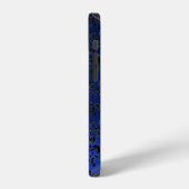 RED GRAY GEMSTONE MON Bright Blue Damask iPhone Hülle (Linke Seite)