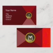 RED GRAY GEMSTONE MONOGRAM Abstrakt Geometrisch Visitenkarte (Vorne/Hinten)