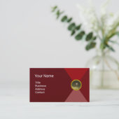 RED GRAY GEMSTONE MONOGRAM Abstrakt Geometrisch Visitenkarte (Stehend Vorderseite)