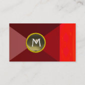 RED GRAY GEMSTONE MONOGRAM Abstrakt Geometrisch Visitenkarte (Rückseite)