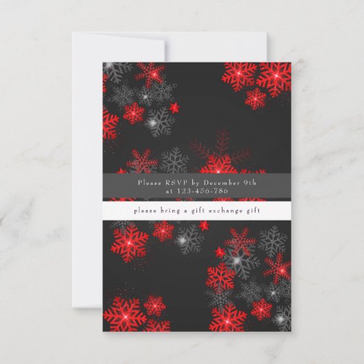 Red Gray Glitzer Glitzern Frohe Weihnachten Custom Einladung (Rückseite)