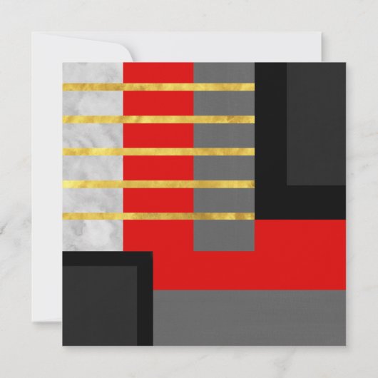 Red Gray Gold Black Color Block Einladung (Rückseite)