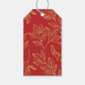 Red Gray Gold Floral Happy Holidays Geschenkanhänger (Rückseite)