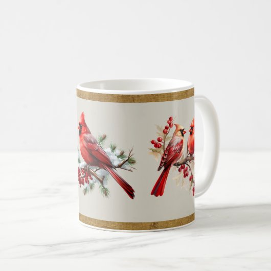 Red Gray & Gold Kardinal Tasse (VorderseiteRechts)