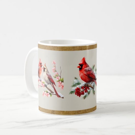 Red Gray & Gold Kardinal Tasse (Vorderseite Links)