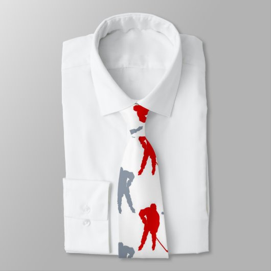 Red Gray Hockey Player Thema Personalisiert Krawatte (Gebunden)