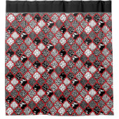 Red Gray Hollywood Regency Marokkanisches Tierbild Duschvorhang (Vorderseite)