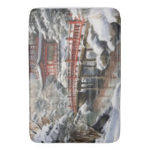 Red Gray Japanisch Pagoda Soribashi Winter Badematte (Vorderseite Vertikal)