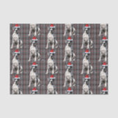 Red Gray Kariert Great Dane Dog Weihnachtsfeiertag Seidenpapier (Vorderseite)
