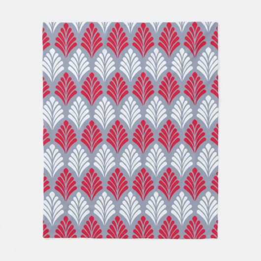 Red Gray Leaf Wing-like Feather Geometric Pattern Fleecedecke (Vorderseite)