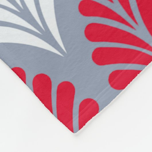 Red Gray Leaf Wing-like Feather Geometric Pattern Fleecedecke (Ecke)