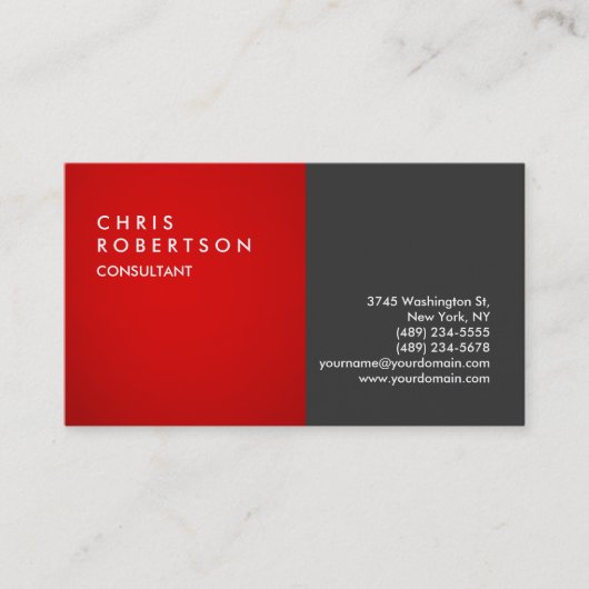Red Gray Modern Creative Business Card Visitenkarte (Vorderseite)