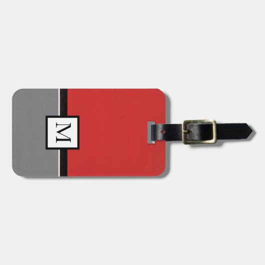 Red Gray Modern Gepäckanhänger (Vorderseite horizontal)